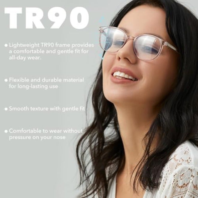 نظارات فونهوو الأنيقة لحجب الضوء الأزرق للنساء والرجال - نظارات مستديرة شفافة من مادة TR90 (لون القهوة المطفي) - Image 4