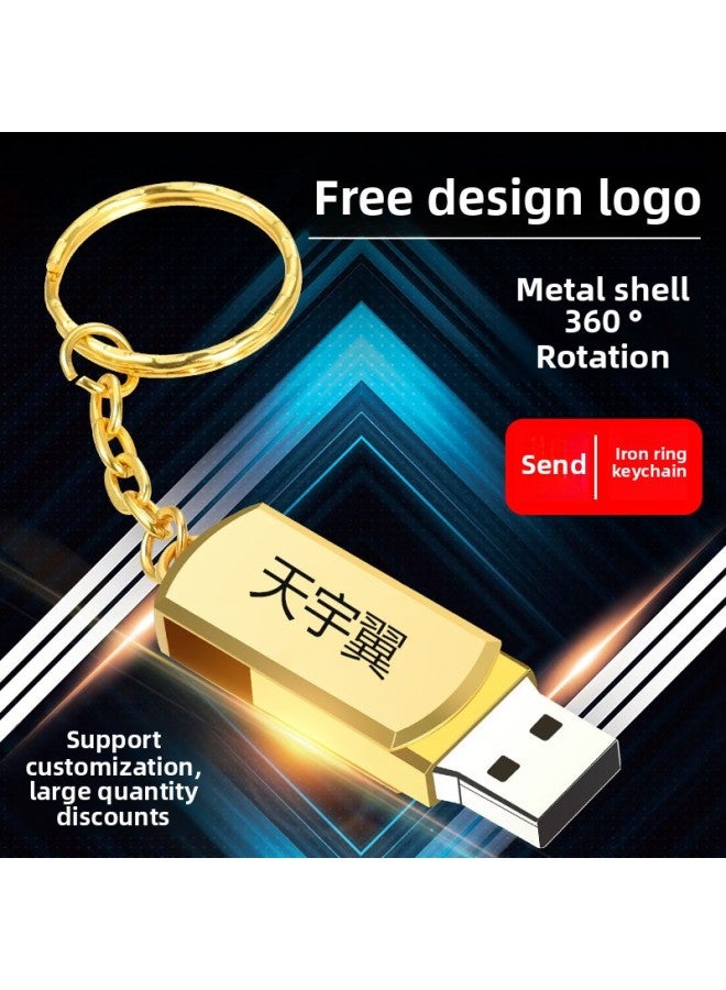 8GU Plate 32G High Speed Car U Disk 16G Metal Mobile Phone USB 64G Rotating Gift 4G-Color:Silver-Capacity:32GB - Image 4