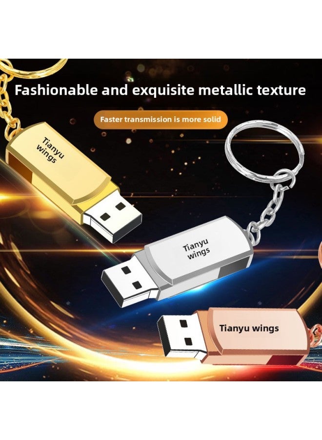 8GU Plate 32G High Speed Car U Disk 16G Metal Mobile Phone USB 64G Rotating Gift 4G-Color:Silver-Capacity:32GB - Image 3