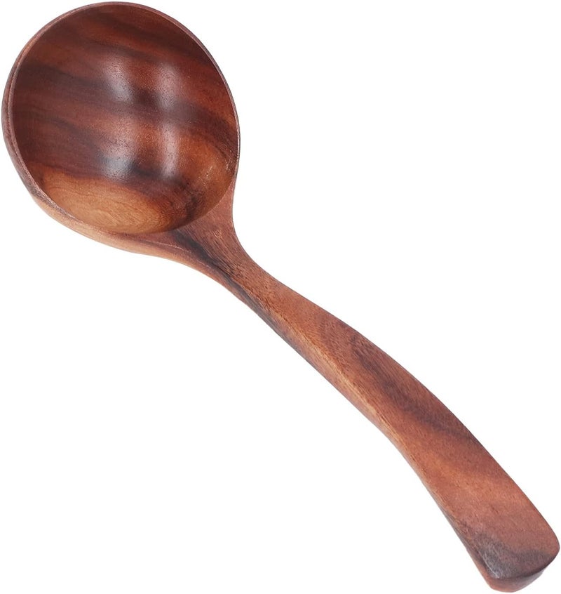 Wood Long Handle Ladle NonScratching Serving Spoon for Kitchen, 1 X Wooden Ladle for Soup, Mixing & Flipping, Suitable for Nonstick Cookware (Large) - Image 1