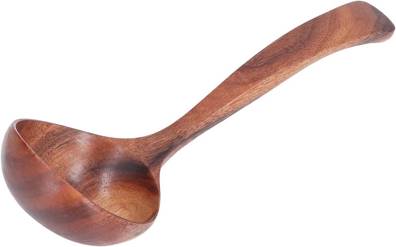 Wood Long Handle Ladle NonScratching Serving Spoon for Kitchen, 1 X Wooden Ladle for Soup, Mixing & Flipping, Suitable for Nonstick Cookware (Large) - Image 2