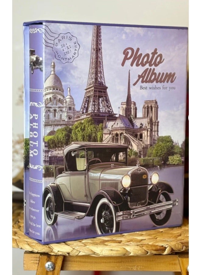 Decorhills Photo Album – Luxury Boxed Nostalgic Vehicle Design, Premium Photo Organizer for Family, Weddings, Travel, and Special Memories, Elegant Linen Cover, Durable Binding, Keepsakes Storage - Image 1