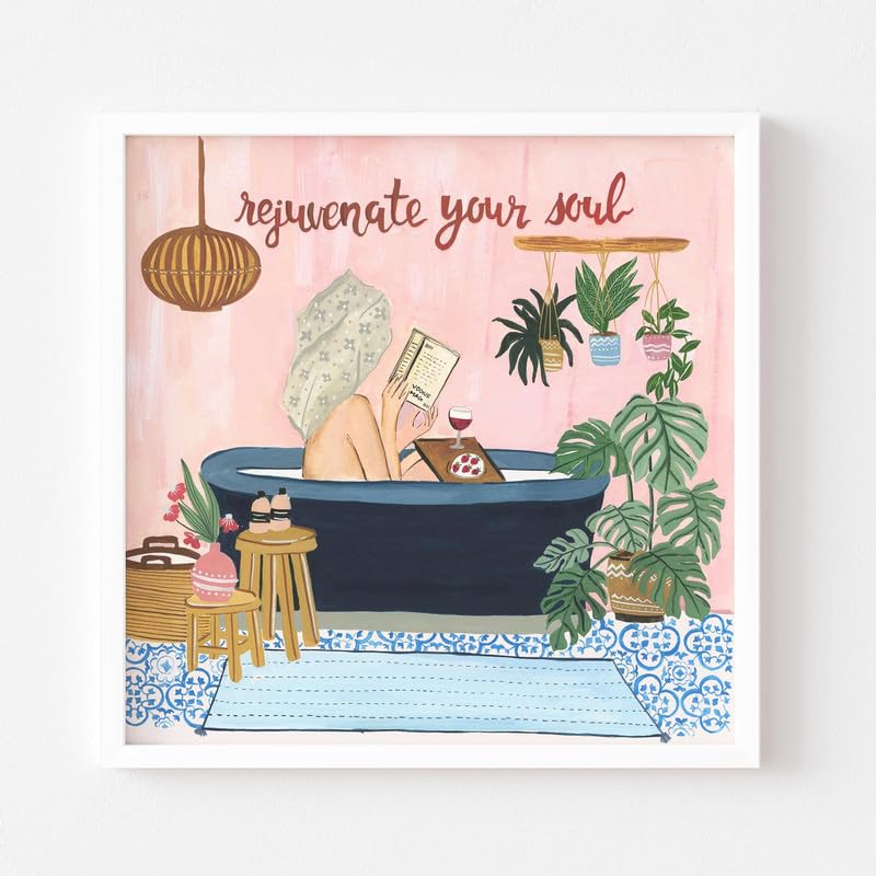 The Spring Palette (TSP) The Spring Palette Rejuvenate Your Soul Modern Wall Painting Self Love Theme Modern Art Painting for Living Room Bed Room and Office 10 x 10 inches White Frame 