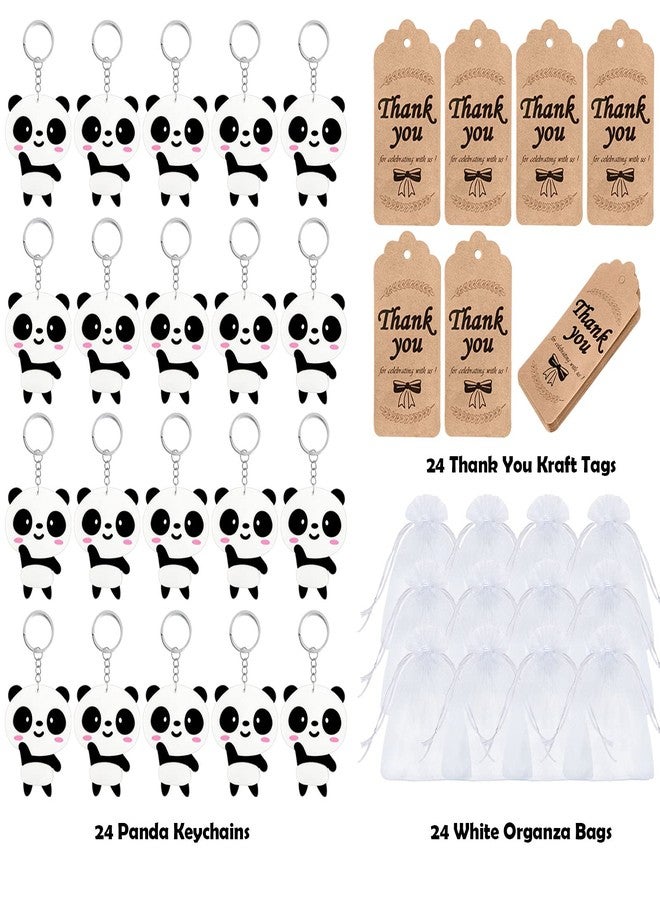 Elecrainbow 72 Pack Cute Panda Bear Party Favors Include 24 Keychains + 24 Thank You Tags + 24 Goodie Bags for Panda Lovers, Animal-Themed Birthday - Image 2