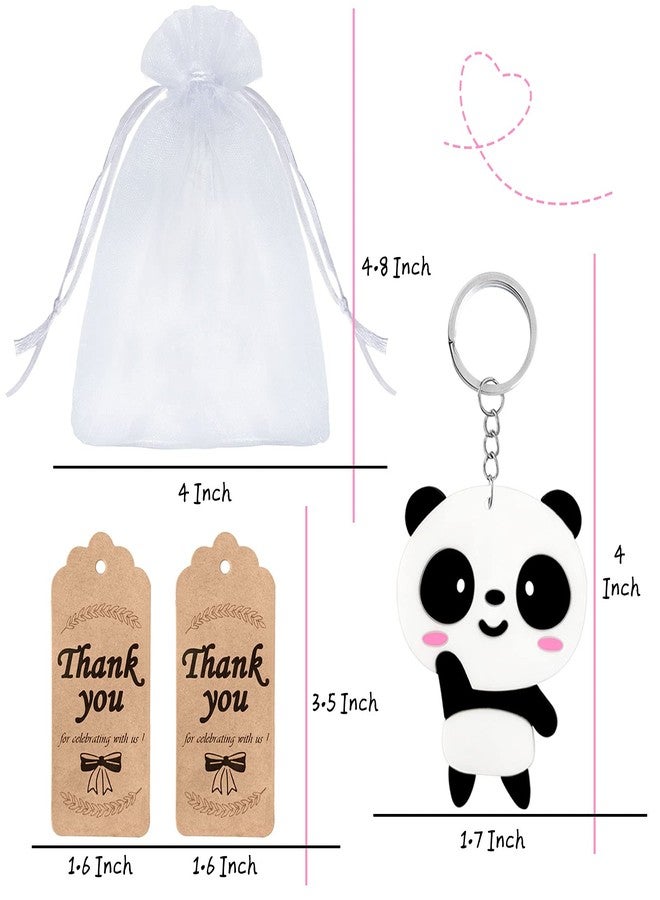 Elecrainbow 72 Pack Cute Panda Bear Party Favors Include 24 Keychains + 24 Thank You Tags + 24 Goodie Bags for Panda Lovers, Animal-Themed Birthday - Image 3