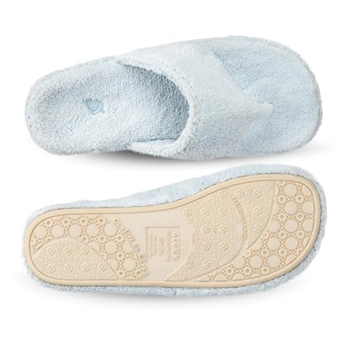 Acorn Women's Spa Thong Slippers with Cloud Contour Comfort - Arch Support and Plush Fluffy Terry Lining, Perfect for Beach, Camping, Poolside, or Bathroom Wear, Powder Blue, 8 - 9 - Image 5