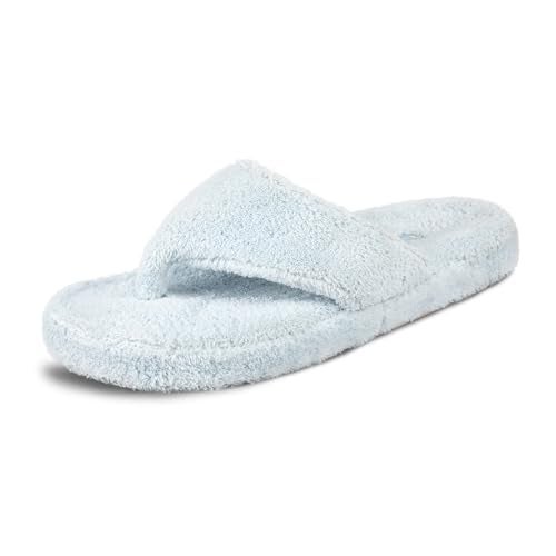 Acorn Women's Spa Thong Slippers with Cloud Contour Comfort - Arch Support and Plush Fluffy Terry Lining, Perfect for Beach, Camping, Poolside, or Bathroom Wear, Powder Blue, 8 - 9 - Image 1