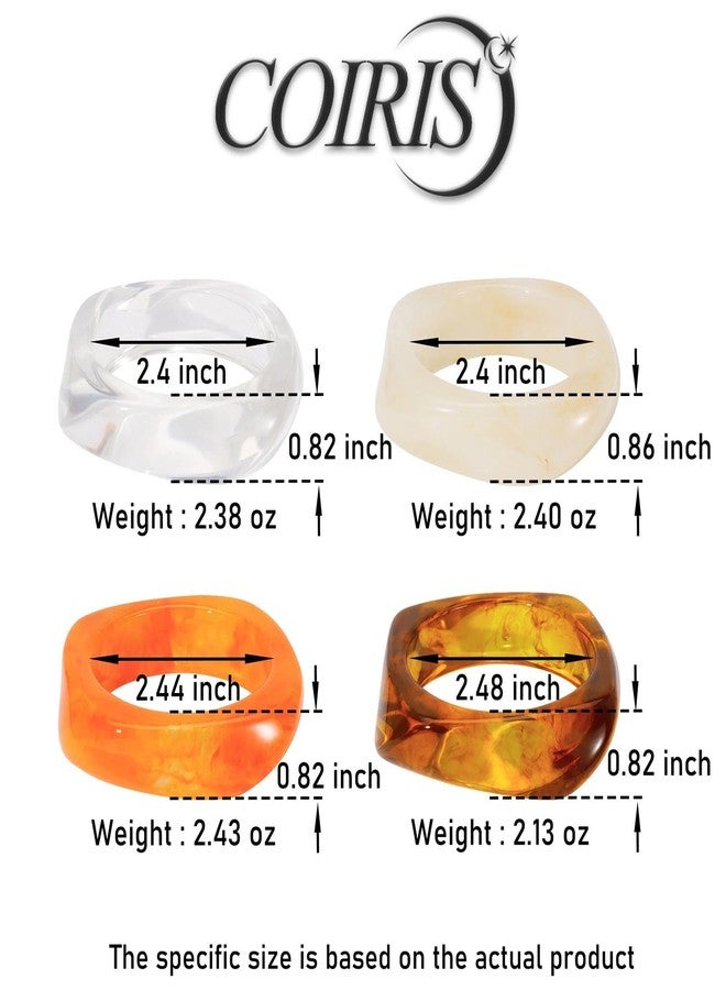 Coiris 4 Pcs Bracelet Sets for Women Acrylic Chunky Bangle Resin Bracelets Colorful Irregular Thick Acetate Jewelry Set - Image 4