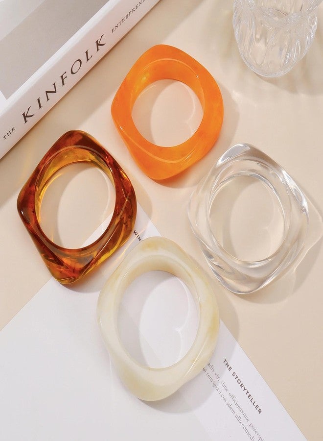 Coiris 4 Pcs Bracelet Sets for Women Acrylic Chunky Bangle Resin Bracelets Colorful Irregular Thick Acetate Jewelry Set - Image 5