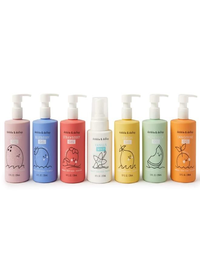 Dabble & Dollop Dabble & Dollop Rainbow of Bubbles, Natural Bubble Bath, Body Wash, Shampoo & Conditioner for Kids, USA-Made, Paraben & Sulfate Free, Vegan, Gluten-Free, Tear-Free, (Set of 7)  - Image 1