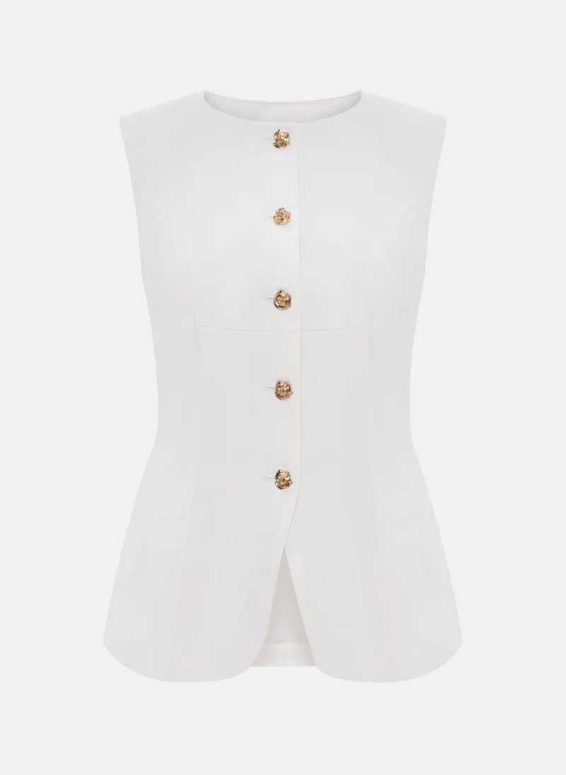 Lichi Flared waistcoat with flower buttons