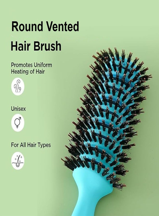 Kuber Industries Hair Brush | Flexible Bristles | Paddle Brush | Quick Drying | Suitable For All Hair Types | Round Vented | Pack of 4 | Blue - Image 3