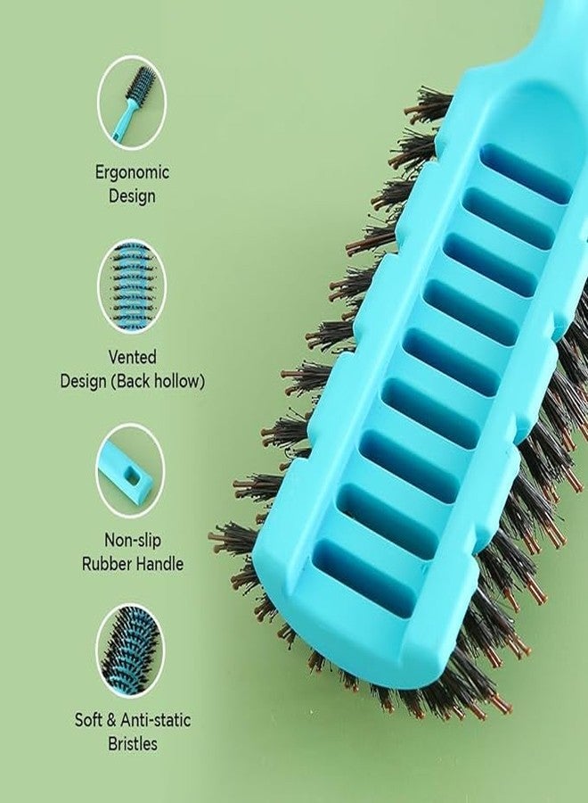 Kuber Industries Hair Brush | Flexible Bristles | Paddle Brush | Quick Drying | Suitable For All Hair Types | Round Vented | Pack of 4 | Blue - Image 4