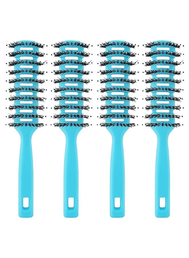 Kuber Industries Hair Brush | Flexible Bristles | Paddle Brush | Quick Drying | Suitable For All Hair Types | Round Vented | Pack of 4 | Blue - Image 1