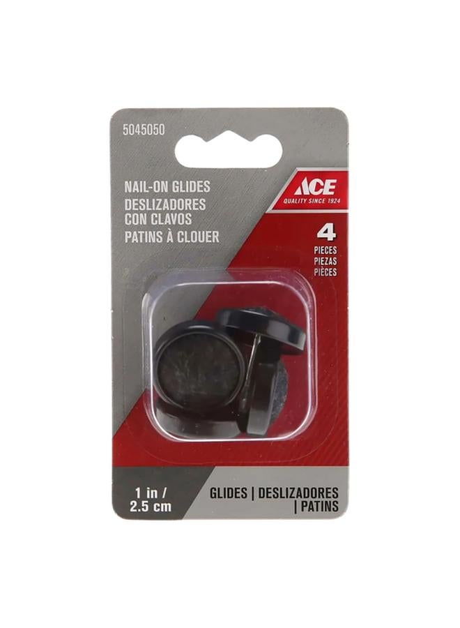 ACE 4-Piece Heavy-Duty Sturdy High-Quality Precision Nail-On Glides Black 2.5cm  - Image 1