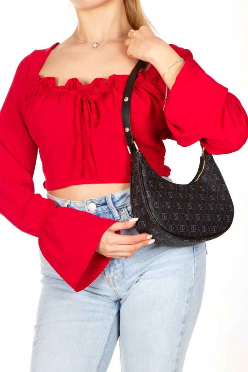 اديلينا باجز Women's Patterned Half Moon Handbag and Shoulder Bag