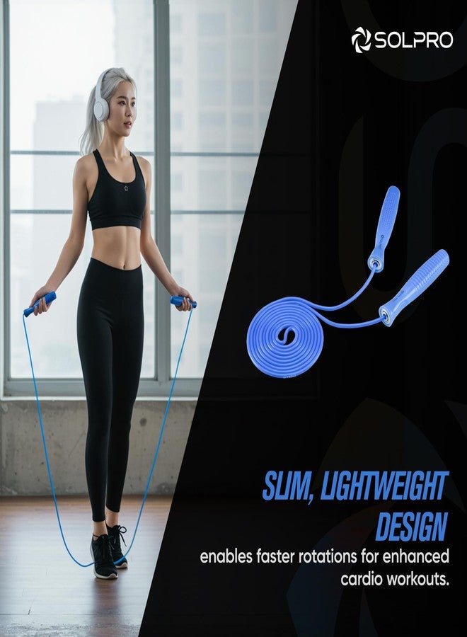 Solpro Ascend Adjustable Jump Rope Skipping Rope for men, women, kids, athletes | Unisex, Tangle-Free, Non-Slip, Durable | Ideal for fitness, cardio, agility & gym workouts. (Blue) - Image 2