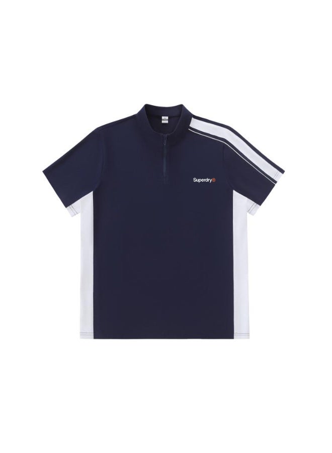 سوبر دراي Superdry Unisex Half Zip Color Block Sport Polo Shirt, Contrast Stripe Quick Dry Athletic Short Sleeve Training Tee for Men Women Workout Running - Image 3