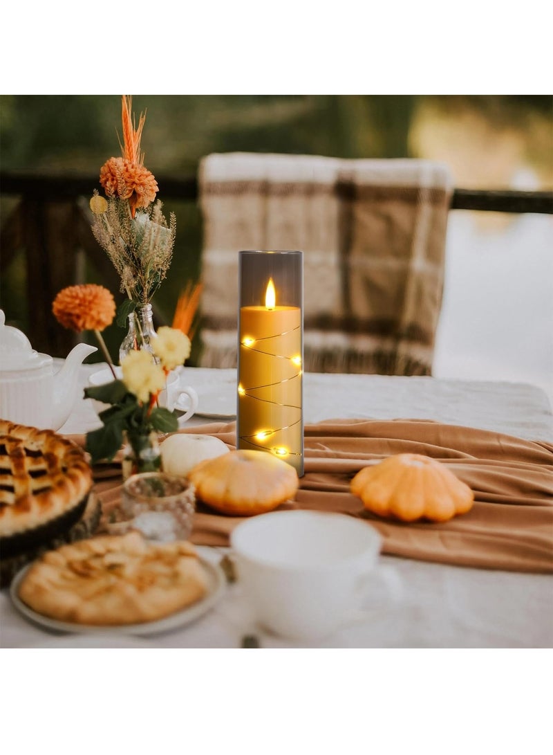 شموع LED بدون لهب مع مؤقت من 5 قطع وامضة للاجواء الرومانسية وديكور المنزل غلاف اكريليك ثابت سلسلة نجوم مدمجة تعمل بالبطارية (رمادي) - Image 5