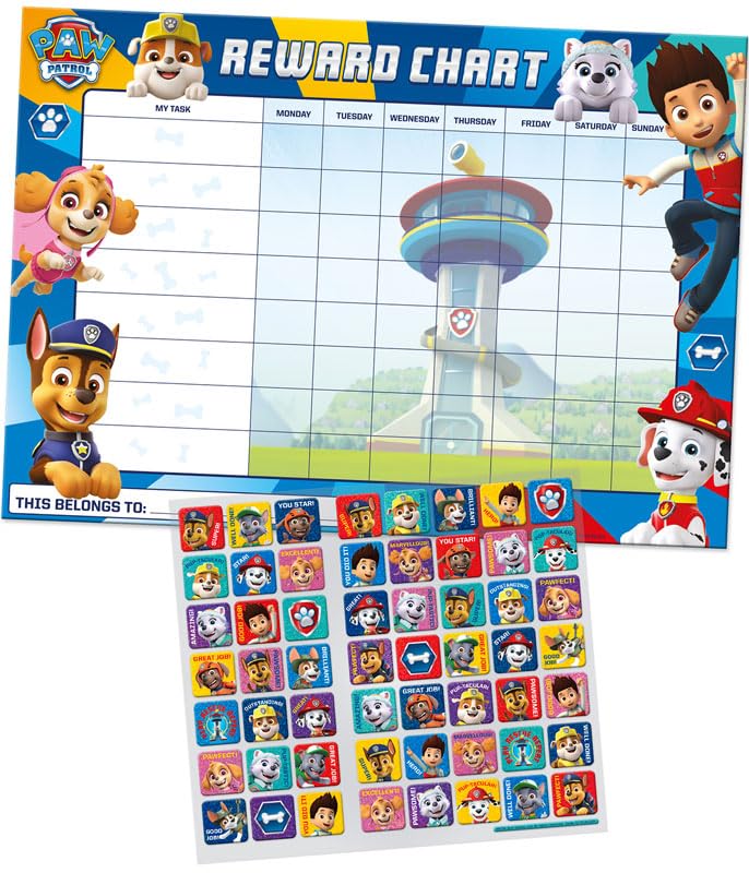 Paper Projects 01.70.30.024 Paw Patrol Everyday Reward Chart and 56 Sparkly Stickers,for ages 3+, 29.7cm x 42cm - Image 2