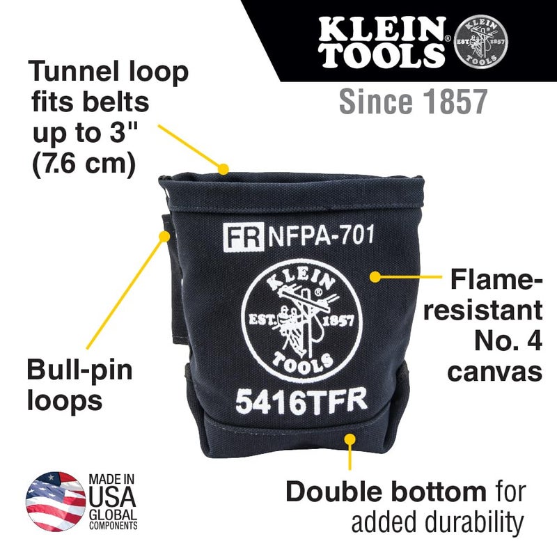Klein Tools Klein Tools 5416TFR Tool Bag, Flame Resistant Canvas Bag for Bolt Storage with Double Reinforced Bottom and Tunnel Connect, 5 x 10 x 9-Inch  - Image 2