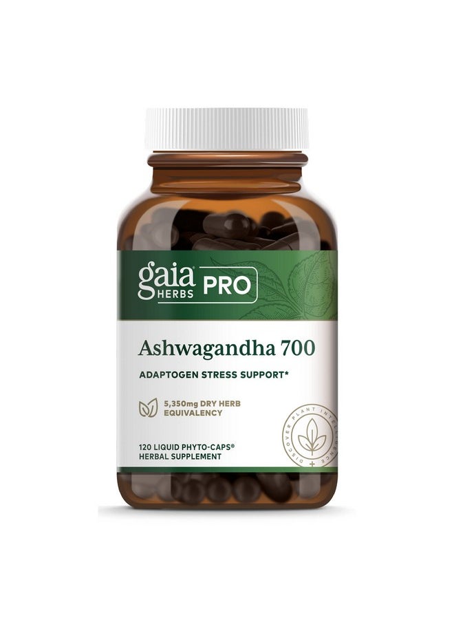 Gaia Herbs Gaia Pro Ashwagandha 700 Nervousness & Stress Relief Herbal Supplement Sleep Support With Organic Ashwagandha Root & Root Extract 120 Vegan Liquid Phytocapsules (60 Servings)  - Image 1