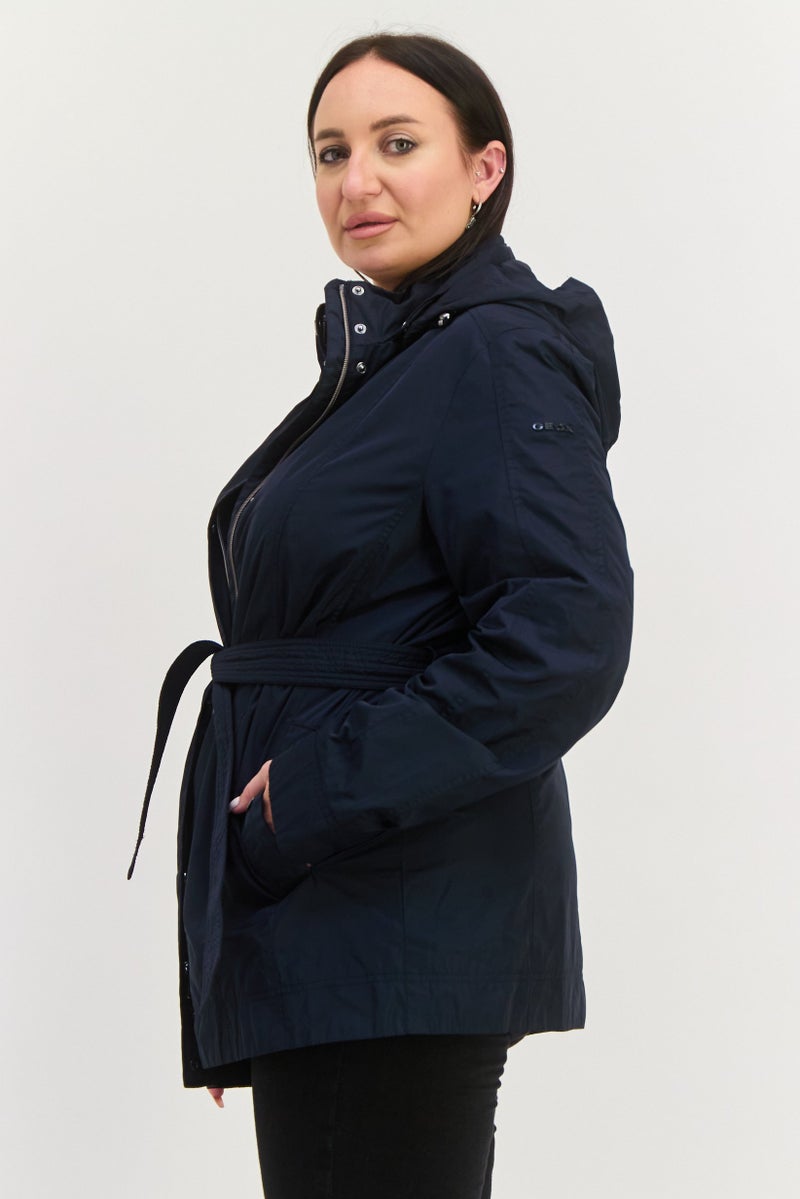 GEOX Women Plain Windbreaker Jacket, Navy  - Image 4