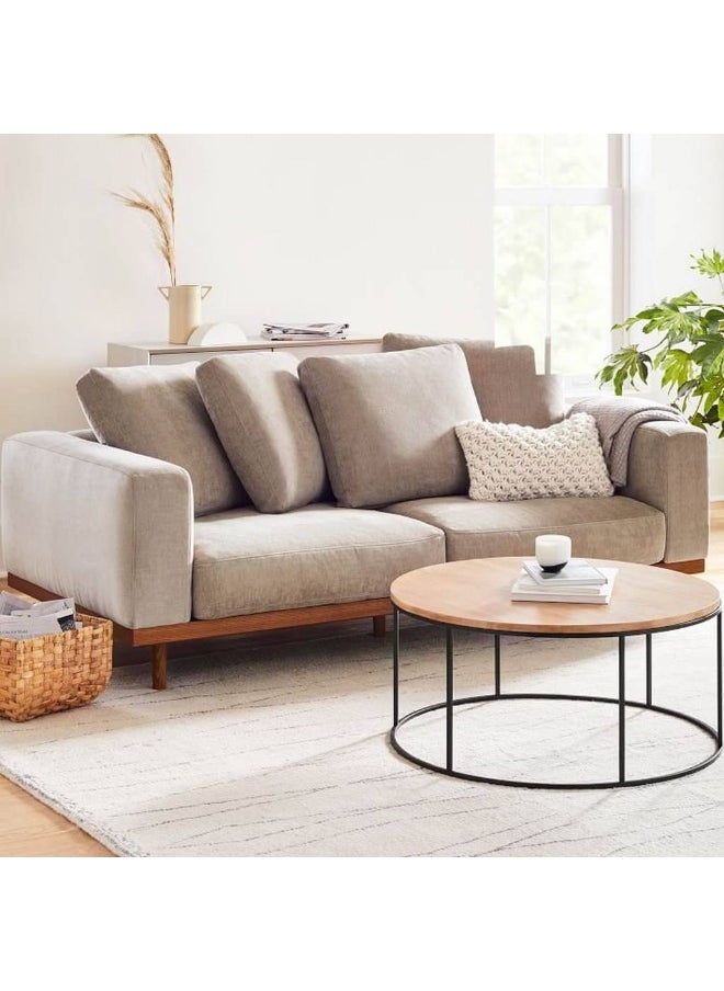 Homzmart Swedish Wood and Linen 2-Seater Sofa - Beige  - Image 1