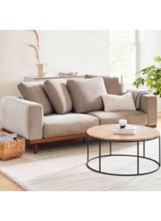 Homzmart Swedish Wood and Linen 2-Seater Sofa - Beige  - Image 3