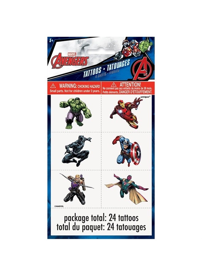 Unique Avengers Temporary Tattoos - Assorted, 24 Pcs - Image 1