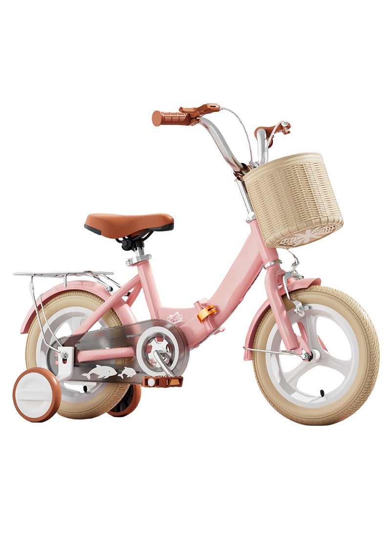 MaBaby دراجة أطفال قابلة للطي بحجم 12-14-16-18 بوصة، دراجات للأطفال من 2-12 سنة للأولاد والبنات، دراجة توازن للأطفال، مع عجلات تدريب، مقعد حامل وسلة للدراجة - Image 1