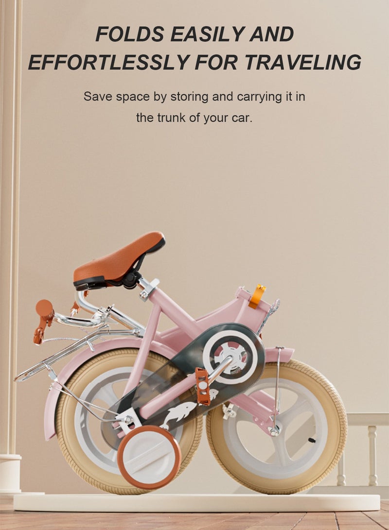 MaBaby دراجة أطفال قابلة للطي بحجم 12-14-16-18 بوصة، دراجات للأطفال من 2-12 سنة للأولاد والبنات، دراجة توازن للأطفال، مع عجلات تدريب، مقعد حامل وسلة للدراجة - Image 5