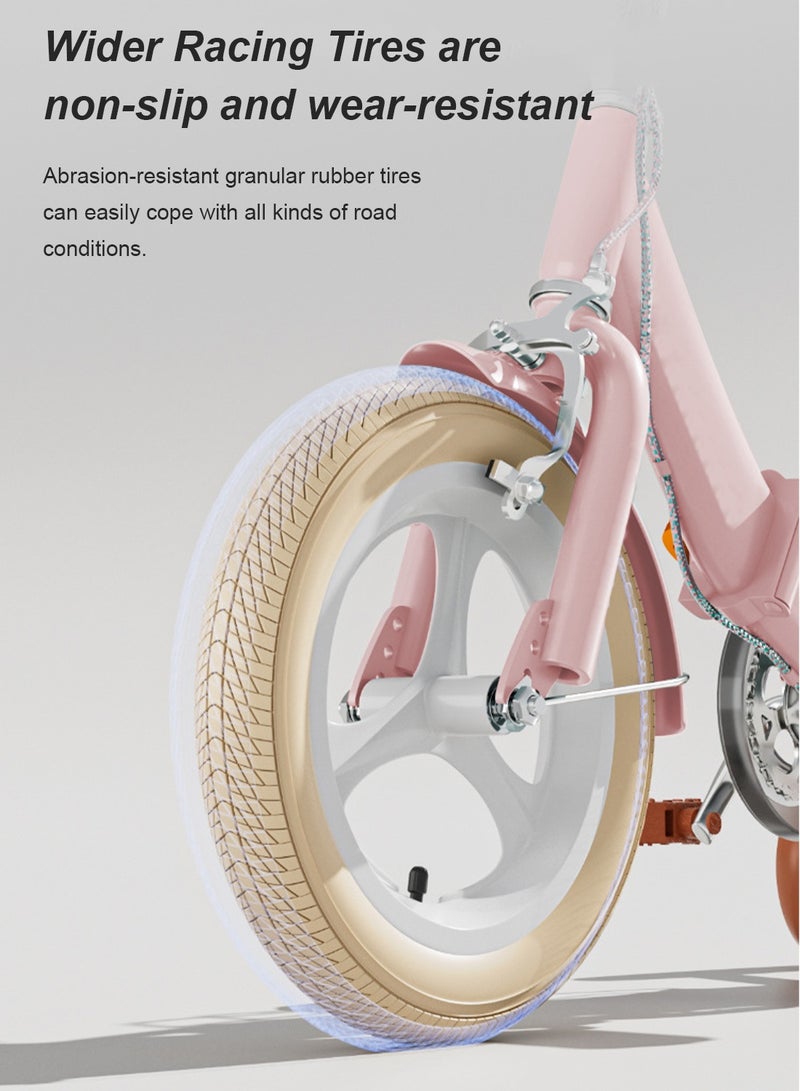 MaBaby دراجة أطفال قابلة للطي بحجم 12-14-16-18 بوصة، دراجات للأطفال من 2-12 سنة للأولاد والبنات، دراجة توازن للأطفال، مع عجلات تدريب، مقعد حامل وسلة للدراجة - Image 4
