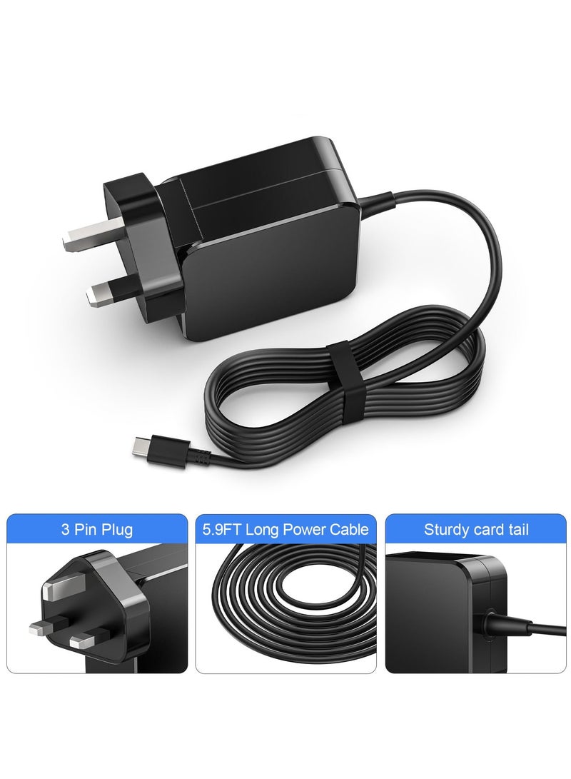 erorex 65W USB C Charger for Lenovo Thinkpad Yoga, HP Elitebook Spectre Envy, ASUS Zenbook, MacBook Pro/Air M1 M2 M3, Huawei Matebook, Dell, Samsung, Google, Acer and more Type C Laptop Adapter Power - Image 5