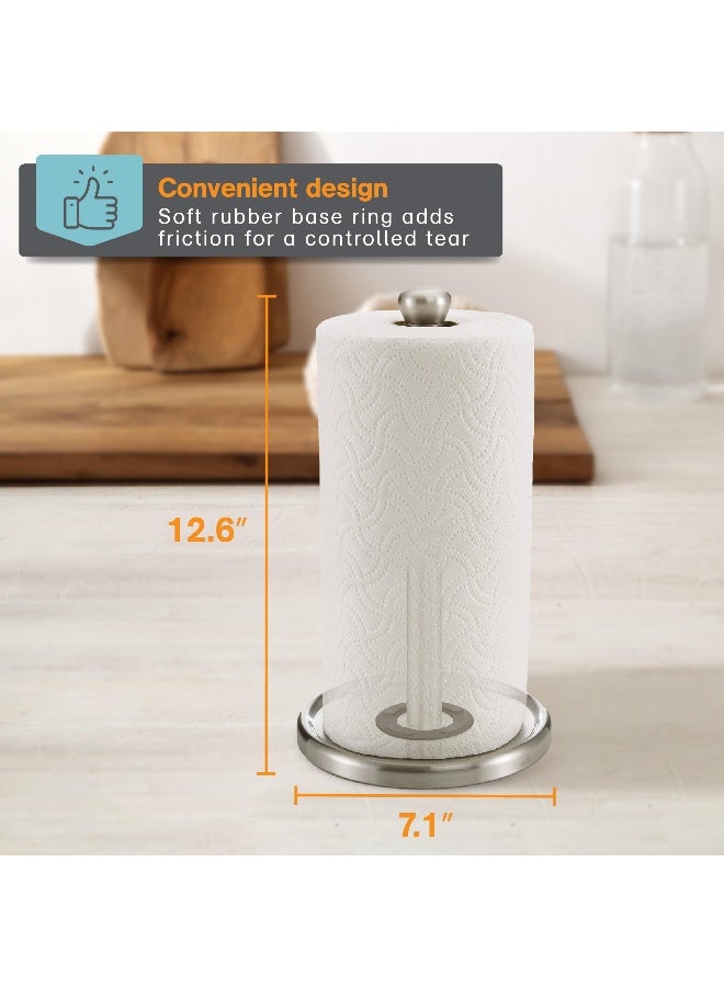 Polder Single-Tear Paper Towel Holder, Kitchen Organization and Storage, Stainless Steel Paper Towel Holder, Fits Standard and Jumbo-Sized Paper Towel Rolls, 12.6" H x 7.1" Dia. - Image 5