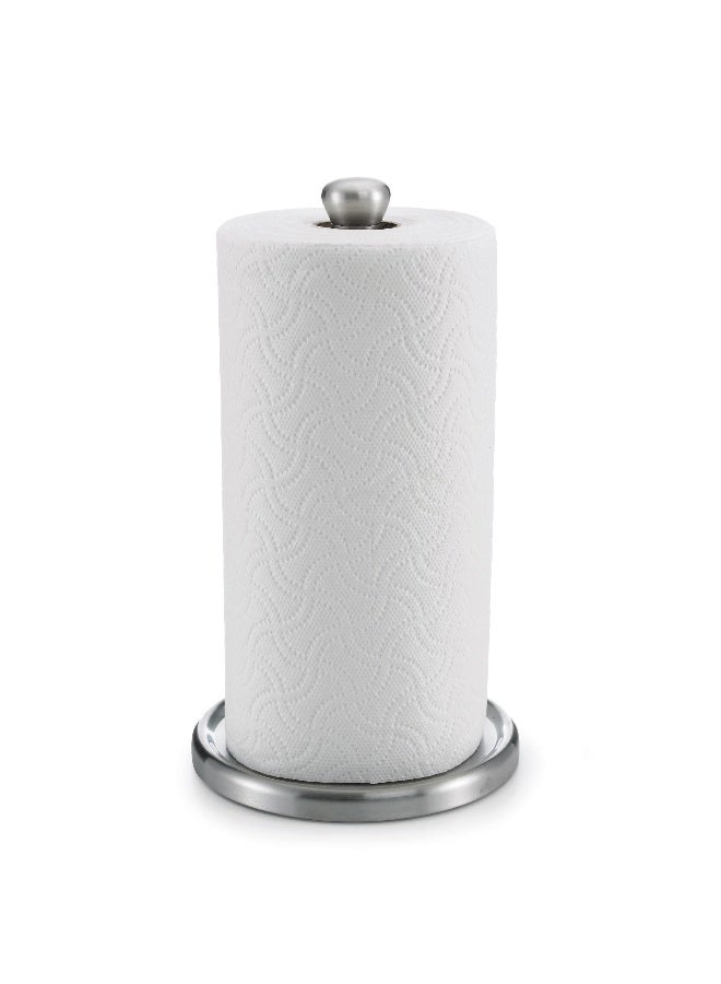 Polder Single-Tear Paper Towel Holder, Kitchen Organization and Storage, Stainless Steel Paper Towel Holder, Fits Standard and Jumbo-Sized Paper Towel Rolls, 12.6" H x 7.1" Dia. - Image 1