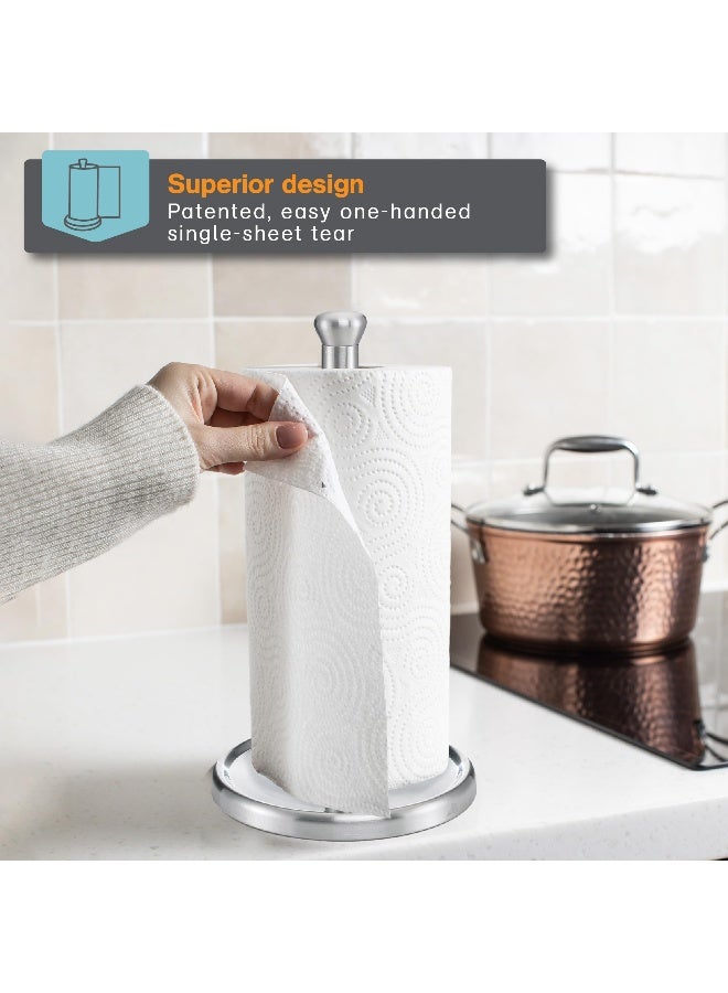 Polder Single-Tear Paper Towel Holder, Kitchen Organization and Storage, Stainless Steel Paper Towel Holder, Fits Standard and Jumbo-Sized Paper Towel Rolls, 12.6" H x 7.1" Dia. - Image 3