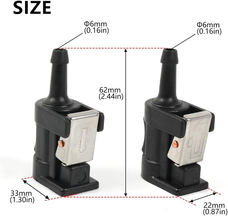 BARTOO 2Pcs Marine Engine Fuel Line Connector Fittings,6mm Female Male Fuel Line Connector Pipe Joint Comp Fittings Fit for Yamaha Outboard Motor Fuel Tank Hose Pipe 6Y1-24305-06 6G1-24304-10 - Image 5