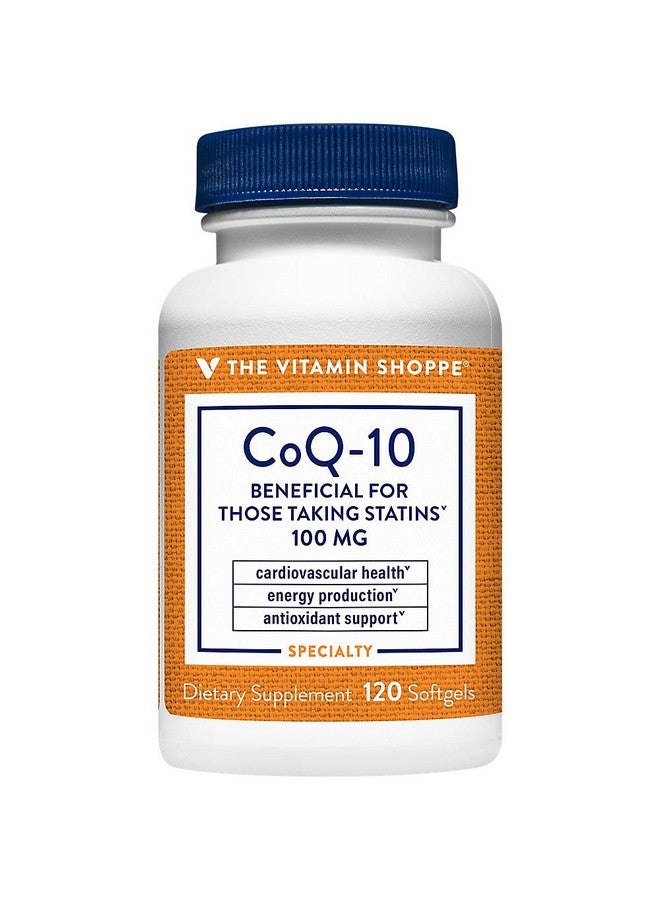 The Vitamin Shoppe متجر الفيتامينات CoQ-10 100 ملغ - مفيد لمن يتناولون الستاتينات - يدعم صحة القلب والخلايا وإنتاج الطاقة الصحية، مضاد أكسدة أساسي - مرة واحدة يوميًا (120 كبسولة لينة) - Image 1