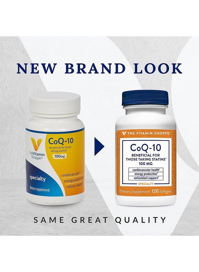 The Vitamin Shoppe متجر الفيتامينات CoQ-10 100 ملغ - مفيد لمن يتناولون الستاتينات - يدعم صحة القلب والخلايا وإنتاج الطاقة الصحية، مضاد أكسدة أساسي - مرة واحدة يوميًا (120 كبسولة لينة) - Image 3