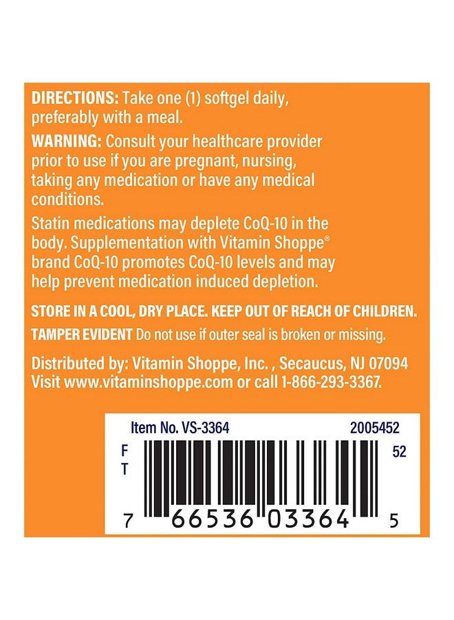 The Vitamin Shoppe متجر الفيتامينات CoQ-10 100 ملغ - مفيد لمن يتناولون الستاتينات - يدعم صحة القلب والخلايا وإنتاج الطاقة الصحية، مضاد أكسدة أساسي - مرة واحدة يوميًا (120 كبسولة لينة) - Image 5