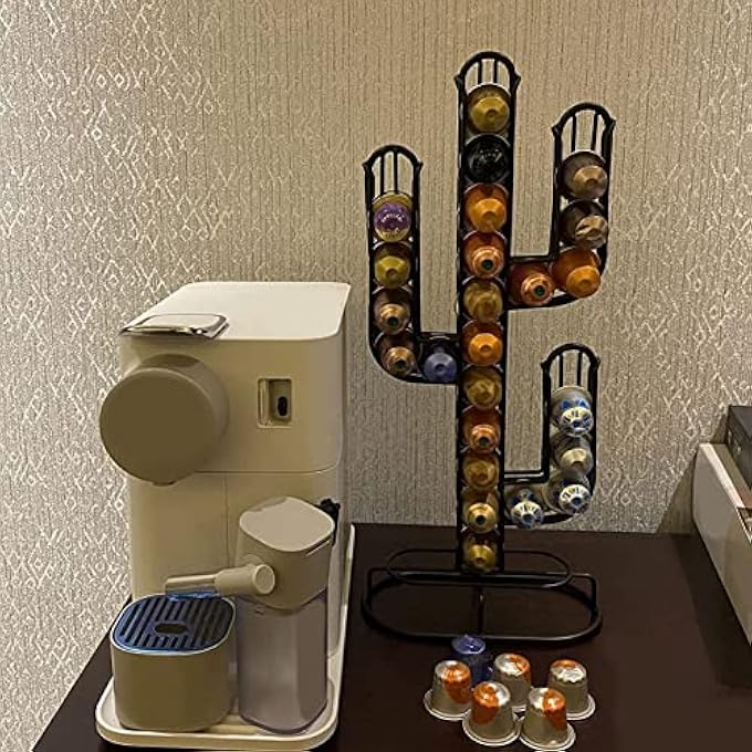 RIZGHWOY Coffee Pod Holder Stand SpaceSaving Iron Storage Rack Kitchen Counter Organiser Black - Image 4
