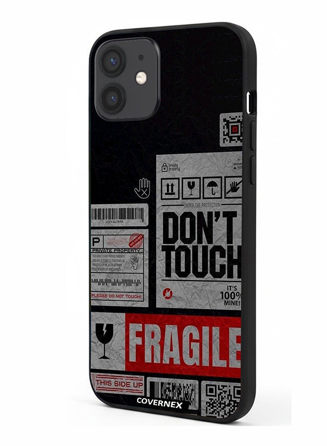 Covernex Apple iPhone 12 Protective Case Cover Printed Featuring Fragile Warning Label Collage - Image 1