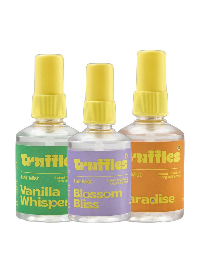 Truffles Hair Mist Blossom Bliss & Paradise hair mist & Vanilla Whisper Hair Mist Bundle - Image 1