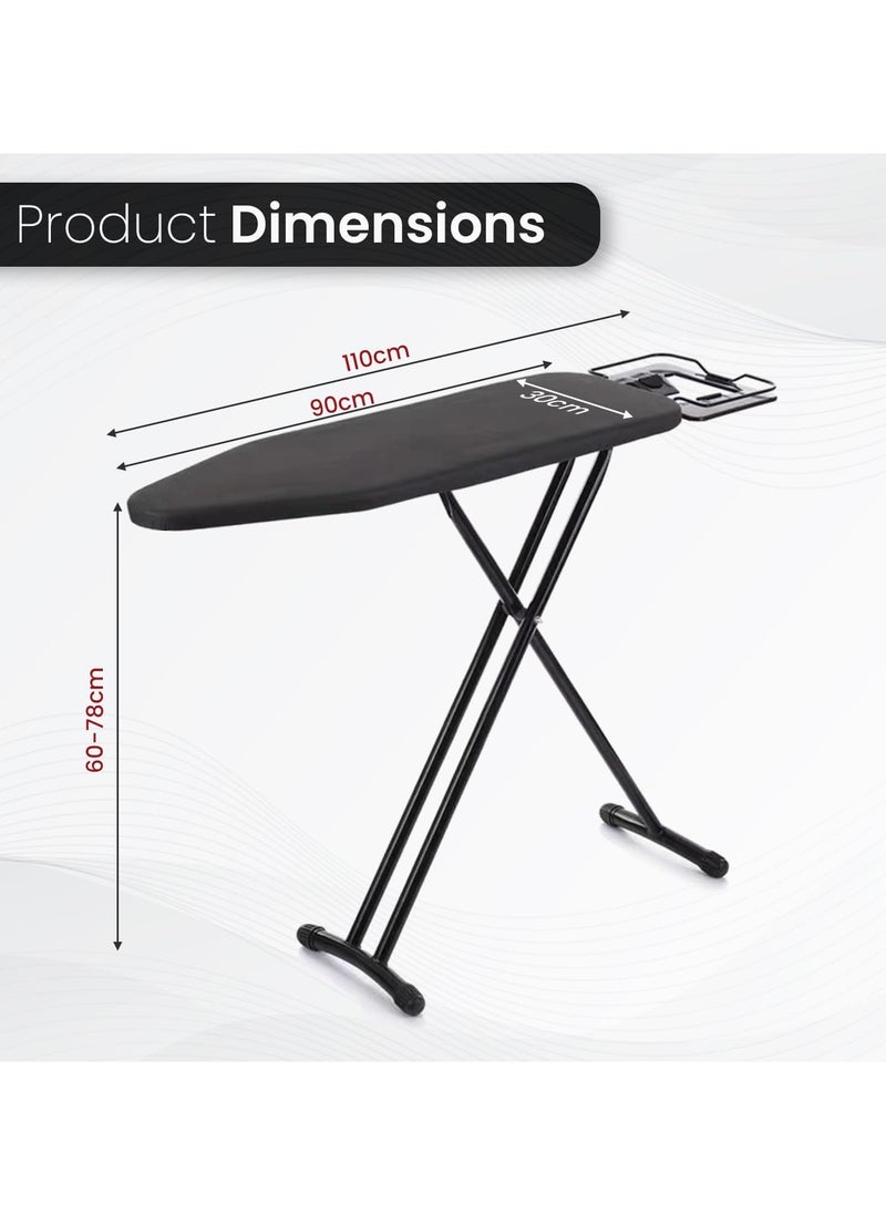 Home Smart Home Smart Ironing Board Adjustable Height Space Foldable Heat Resistant Cover Suitable for Most Steam Iron Stations in Color Black  - Image 2