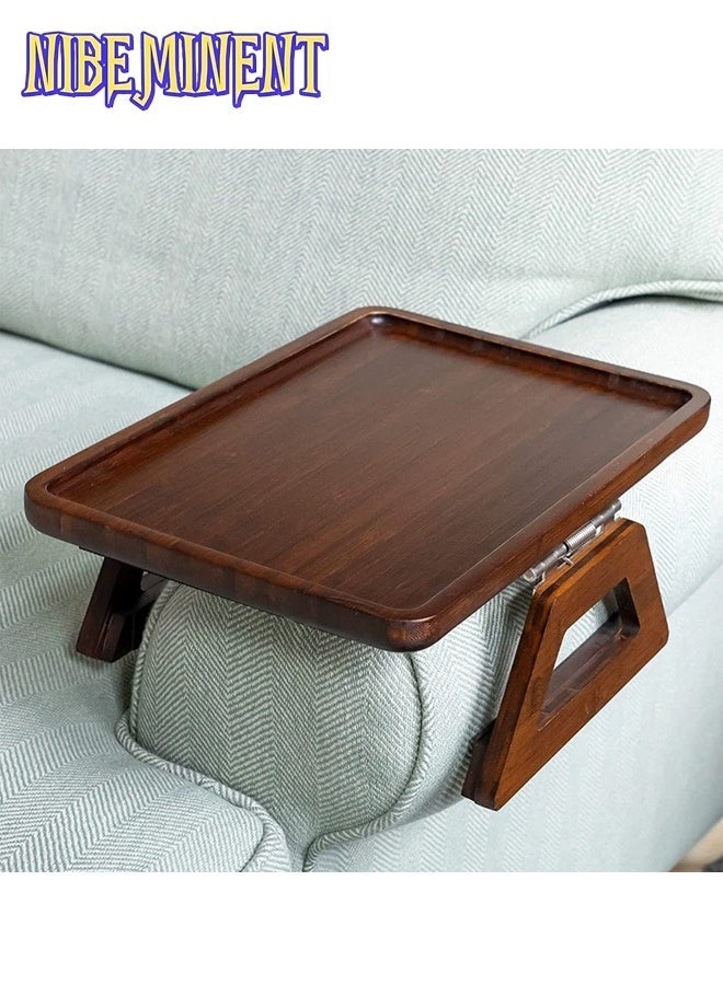 NIBEMINENT Wooden Sofa Arm Tray Table, Couch Arm Tray, Portable Couch Arm Side Table, Sofa Armrest Trays Clip-On Couch Desk, Stable TV Stand for Small Space, Art & Craft Supplies, Wood Material（Brown） - Image 3
