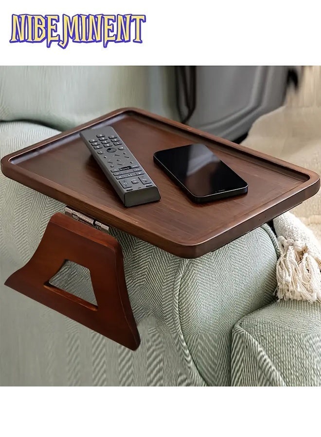 NIBEMINENT Wooden Sofa Arm Tray Table, Couch Arm Tray, Portable Couch Arm Side Table, Sofa Armrest Trays Clip-On Couch Desk, Stable TV Stand for Small Space, Art & Craft Supplies, Wood Material（Brown） - Image 5