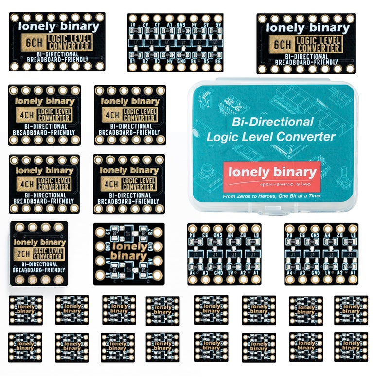 LONELY BINARY 27 Pcs Logic Level Converter Kit - Multi-Channel Bi-Directional 3.3V to 5V Shifter Modules 2/4/6 Channel Lead-Free Gold Edition Logic Level Shifter for Arduino Raspberry Pi ESP32 - Image 1