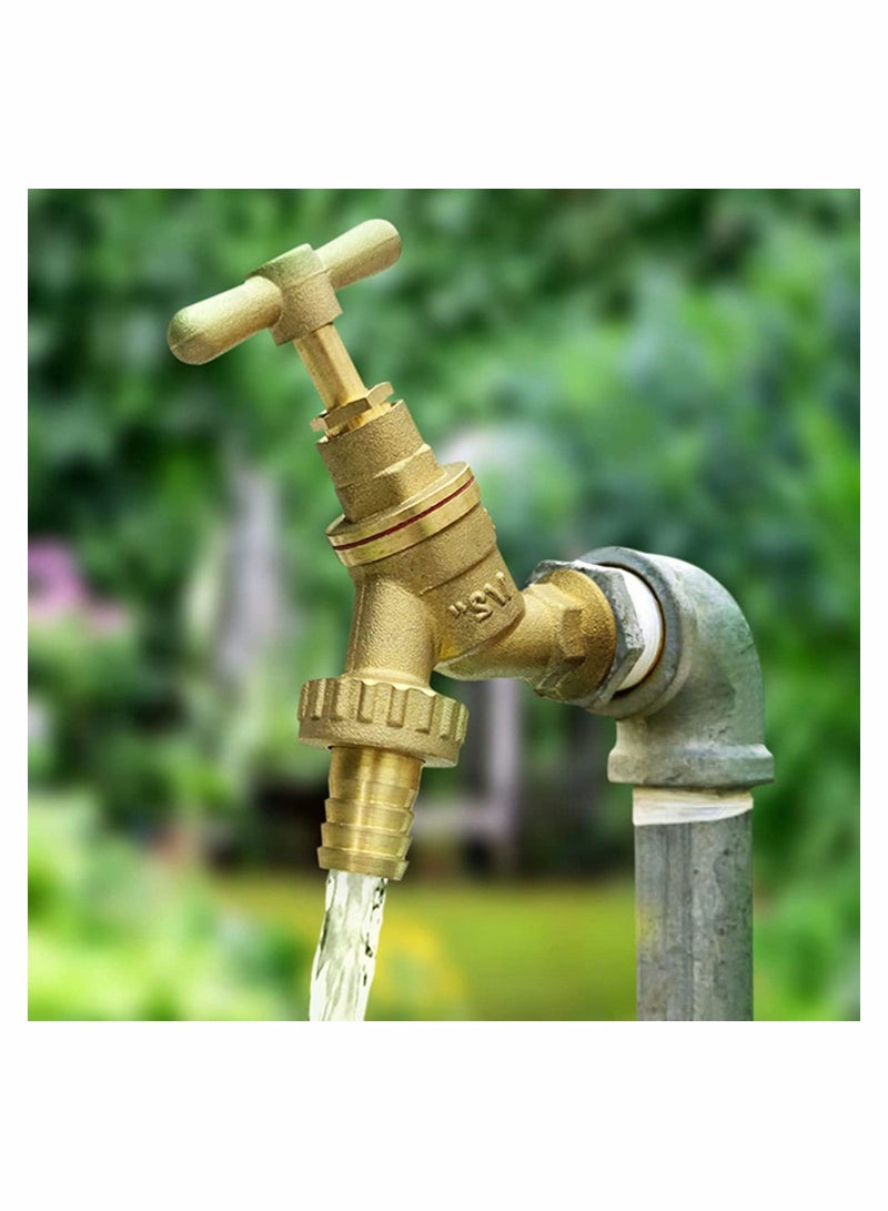 Outside BSP Garden Hose Brass Bib Tap with Extra Threaded Faucet Hose Adapter for Garden Watering Irrigation - Image 2