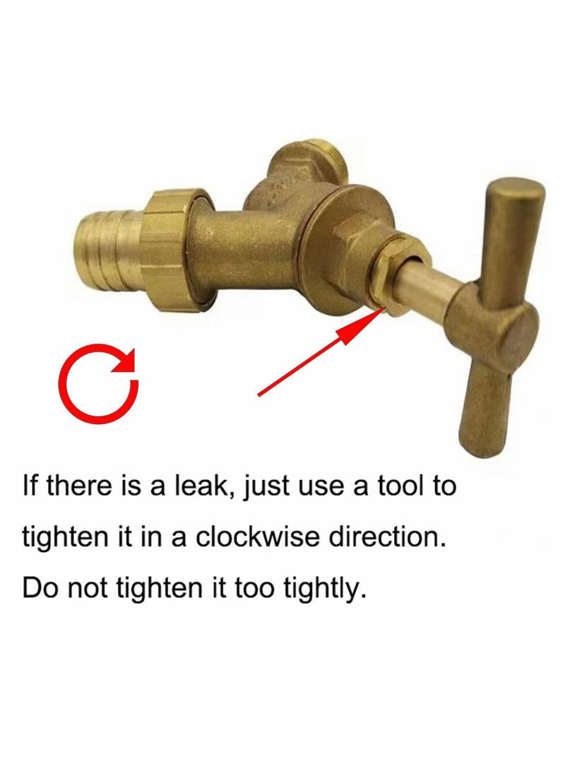 Outside BSP Garden Hose Brass Bib Tap with Extra Threaded Faucet Hose Adapter for Garden Watering Irrigation - Image 4